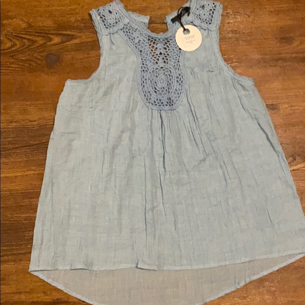 Chambray lace tank